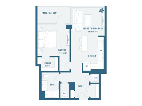 A floor plan of a home with a living room, dining room, kitchen, and bathroom.
